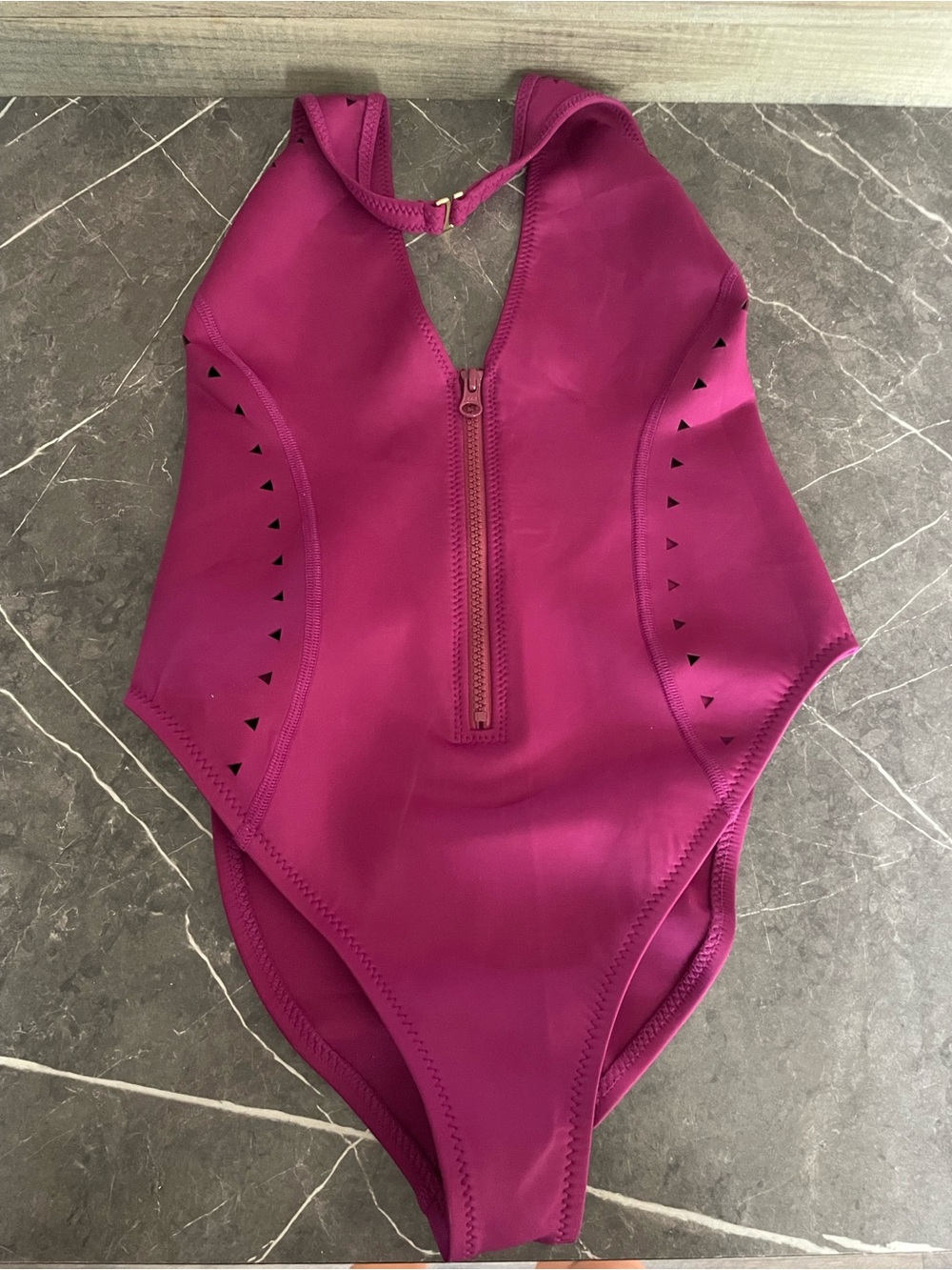 Gigi C Magenta One-Piece Swimsuit with Front Zipper Large